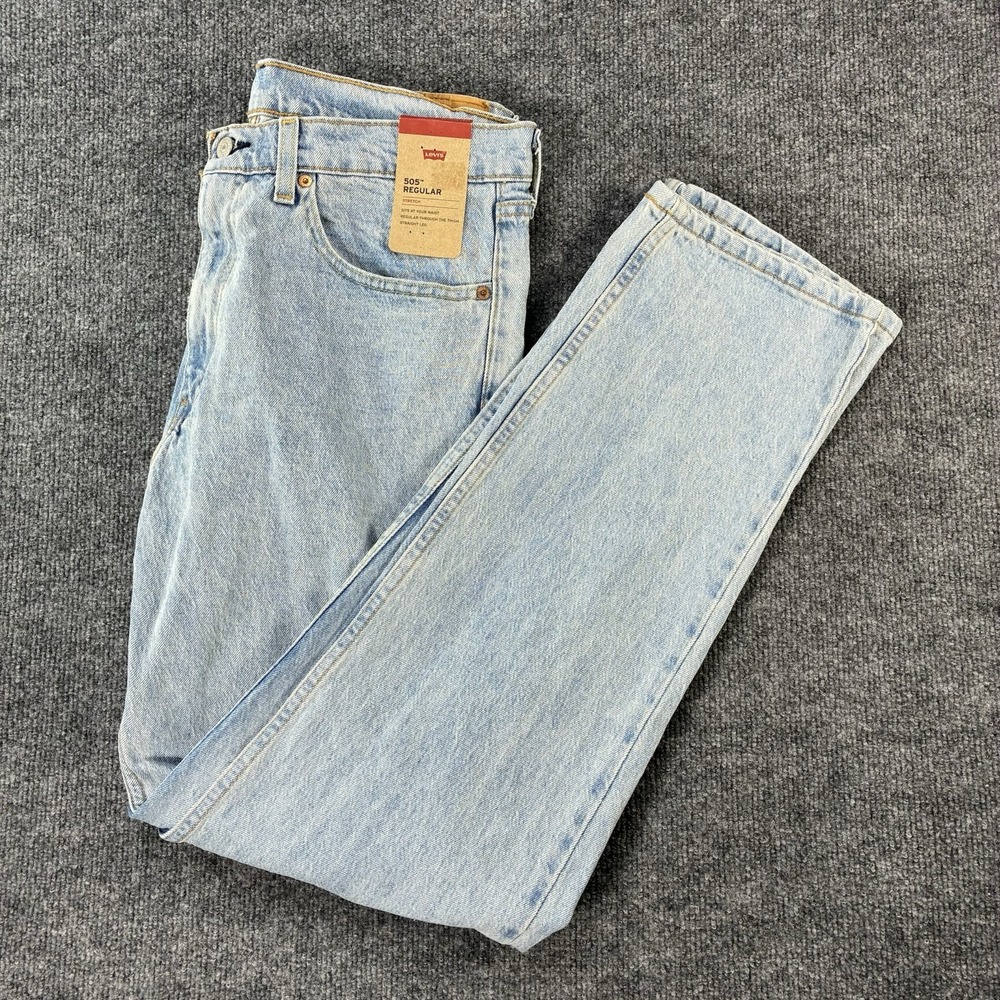 Levis 505 Regular Fit Mens Jeans Blue Denim Size 34x32 NWT Medium Wash